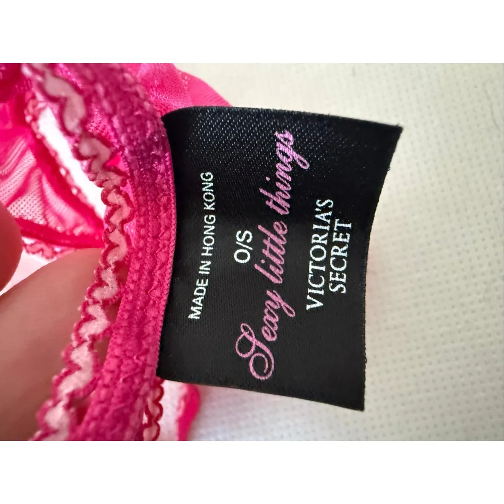 NWOT VTG VS Pink Sheer Sexy Little Things 2005 OS V string Charm Bow